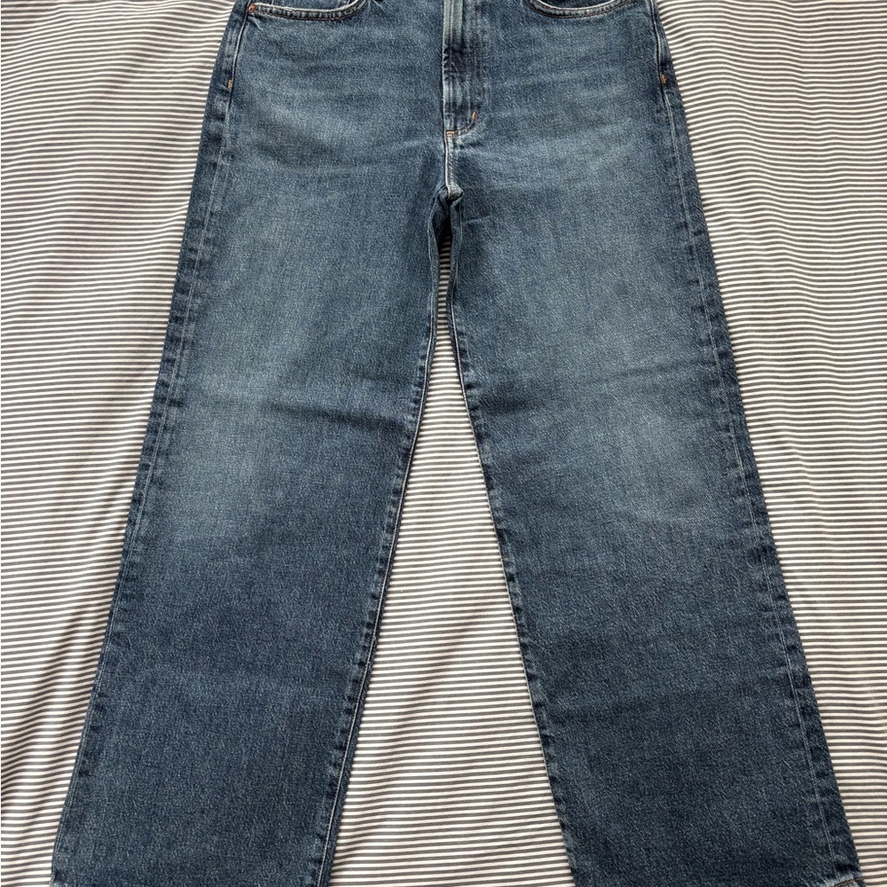 Agolde Women’s Harper Petite Mid Rise Relaxed Straight Jeans - Tempo
